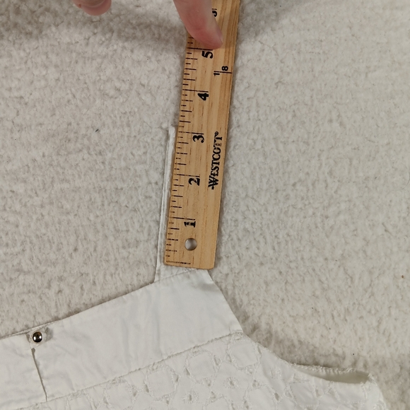 Vintage 90s Chloe Top Womens 10 White Cropped Tank Eyelet Broderie Anglaise Y2K - Picture 9 of 11